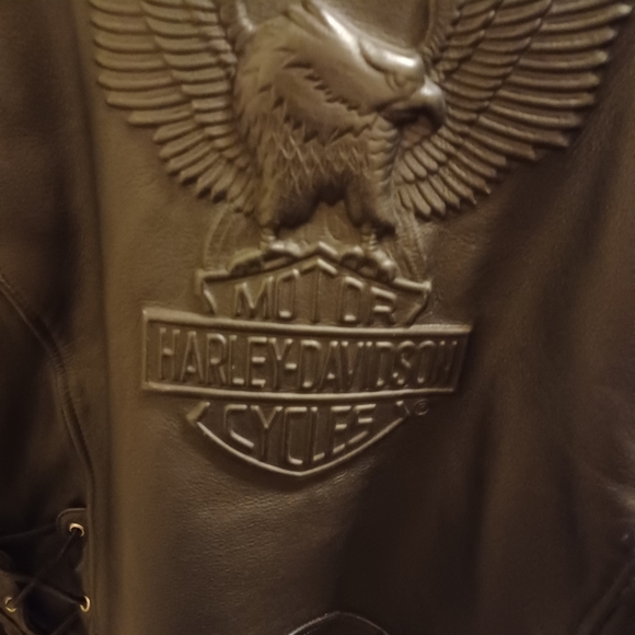 Men’s Harley Davidson Leather Jacket Eagle Embossed - large - Picture 11 of 12